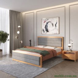 Двоспальне дерев'яне ліжко Mebigrand Барселона Б5 Вільха/Аляска 93 (Сірий) 160х190