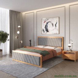 Двоспальне дерев'яне ліжко Mebigrand Барселона Б6 Вільха/Аляска 93 (Сірий) 140х200