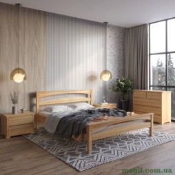 Двоспальне дерев'яне ліжко Mebigrand Чикаго Сіті Горіх світлий 140х200