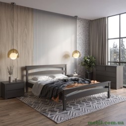 Двоспальне дерев'яне ліжко Mebigrand Чикаго Сіті Графітовий (RAL9011) 180х200