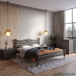 Двоспальне дерев'яне ліжко Mebigrand Даллас Графітовий (RAL9011) 160х190