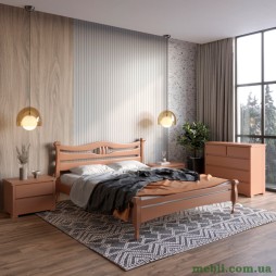 Двоспальне дерев'яне ліжко Mebigrand Даллас Коричневий (RAL8025) 140х200