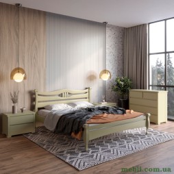 Двоспальне дерев'яне ліжко Mebigrand Даллас Оливковий (RAL1020) 140х200