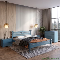 Двоспальне дерев'яне ліжко Mebigrand Даллас Сіро-синій (S7010R90B) 140х200