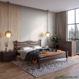 Двоспальне дерев'яне ліжко Mebigrand Даллас Венге 180х190