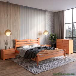Двоспальне дерев'яне ліжко Mebigrand Даллас Яблуня 140х190