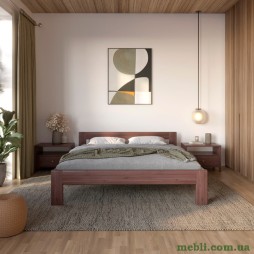 Двоспальне дерев'яне ліжко Mebigrand Делі Горіх темний 140х190