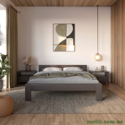 Двоспальне дерев'яне ліжко Mebigrand Делі Графітовий (RAL9011) 140х190