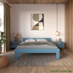 Двоспальне дерев'яне ліжко Mebigrand Делі Сіро-синій (S7010R90B) 140х190