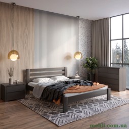 Двоспальне дерев'яне ліжко Mebigrand Колумбія Графітовий (RAL9011) 180х190