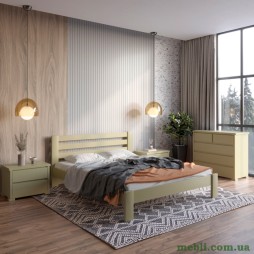 Двоспальне дерев'яне ліжко Mebigrand Колумбія Оливковий (RAL1020) 140х200