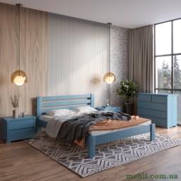 Двоспальне дерев'яне ліжко Mebigrand Колумбія Сіро-синій (S7010R90B) 140х200