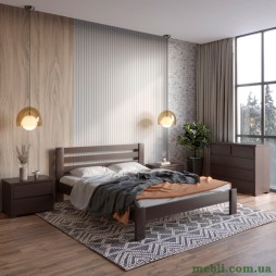 Двоспальне дерев'яне ліжко Mebigrand Колумбія Венге 140х190