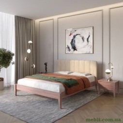 Двоспальне дерев'яне ліжко Mebigrand Лондон ДК Горіх лісовий/Аляска 23 (Бежевий) Б1 140х190