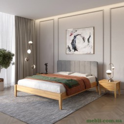 Двоспальне дерев'яне ліжко Mebigrand Лондон ДК Горіх світлий/Аляска 93 (Сірий) Б1 140х200