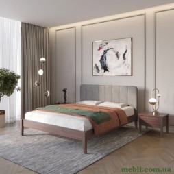 Двоспальне дерев'яне ліжко Mebigrand Лондон ДК Горіх темний/Аляска 93 (Сірий) Б1 160х200