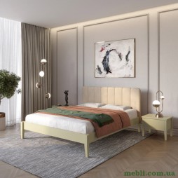 Двоспальне дерев'яне ліжко Mebigrand Лондон ДК Оливковий (RAL1020)//Аляска 23 (Бежевий) Б1 140х190