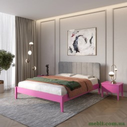 Двоспальне дерев'яне ліжко Mebigrand Лондон ДК Рожевий (S2060R30B)/Аляска 93 (Сірий) Б1 140х200
