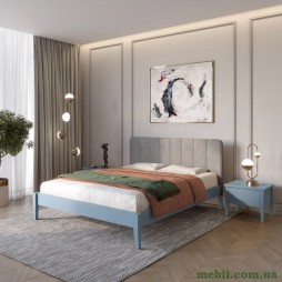 Двоспальне дерев'яне ліжко Mebigrand Лондон ДК Сіро-синій (S7010R90B)/Аляска 93 (Сірий) Б1 180х200