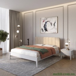 Двоспальне дерев'яне ліжко Mebigrand Лондон ДК Світло-сірий (RAL-7040)/Аляска 23 (Бежевий) Б1 140х200
