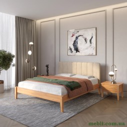 Двоспальне дерев'яне ліжко Mebigrand Лондон ДК Вільха/Аляска 23 (Бежевий) Б1 140х190