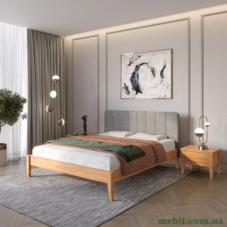 Двоспальне дерев'яне ліжко Mebigrand Лондон ДК Вільха/Аляска 93 (Сірий) Б1 180х200