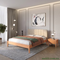 Двоспальне дерев'яне ліжко Mebigrand Лондон ДК Яблуня/Аляска 23 (Бежевий) Б1 180х190