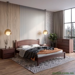 Двоспальне дерев'яне ліжко Mebigrand Мангеттен Н Горіх темний 180х190