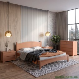 Двоспальне дерев'яне ліжко Mebigrand Мангеттен Н Коричневий (RAL8025) 160х190