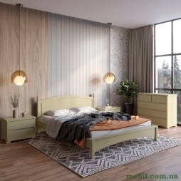 Двоспальне дерев'яне ліжко Mebigrand Мангеттен Н Оливковий (RAL1020) 180х190