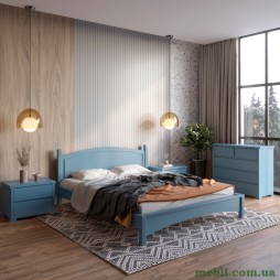 Двоспальне дерев'яне ліжко Mebigrand Мангеттен Н Сіро-синій (S7010R90B) 140х200