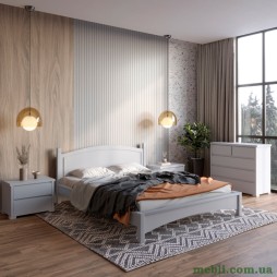 Двоспальне дерев'яне ліжко Mebigrand Мангеттен Н Світло-сірий (RAL7040) 160х190