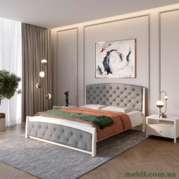 Двоспальне дерев'яне ліжко Mebigrand Мехіко Айворі (S0505Y30R)/Аляска 93 (Сірий) 140х200