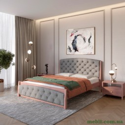 Двоспальне дерев'яне ліжко Mebigrand Мехіко Горіх лісовий/Аляска 93 (Сірий) 180х190