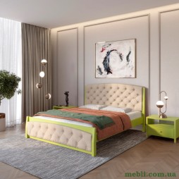 Двоспальне дерев'яне ліжко Mebigrand Мехіко Лайм (S3050G70Y)/Аляска 23 (Бежевий) 140х190
