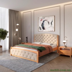 Двоспальне дерев'яне ліжко Mebigrand Мехіко Вільха/Аляска 23 (Бежевий) 140х200