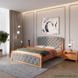 Двоспальне дерев'яне ліжко Mebigrand Мехіко Вільха/Аляска 93 (Сірий) 180х200