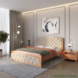 Двоспальне дерев'яне ліжко Mebigrand Мехіко Яблуня/Аляска 23 (Бежевий) 140х200