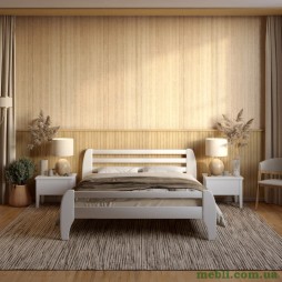 Двоспальне дерев'яне ліжко Mebigrand Мілан Білий (RAL9003) 180х190