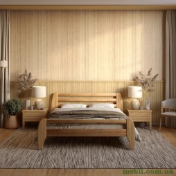 Двоспальне дерев'яне ліжко Mebigrand Мілан Горіх світлий 140х190