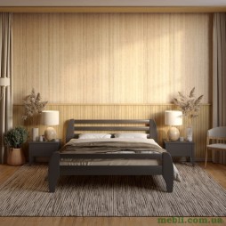 Двоспальне дерев'яне ліжко Mebigrand Мілан Графітовий (RAL9011) 140х190