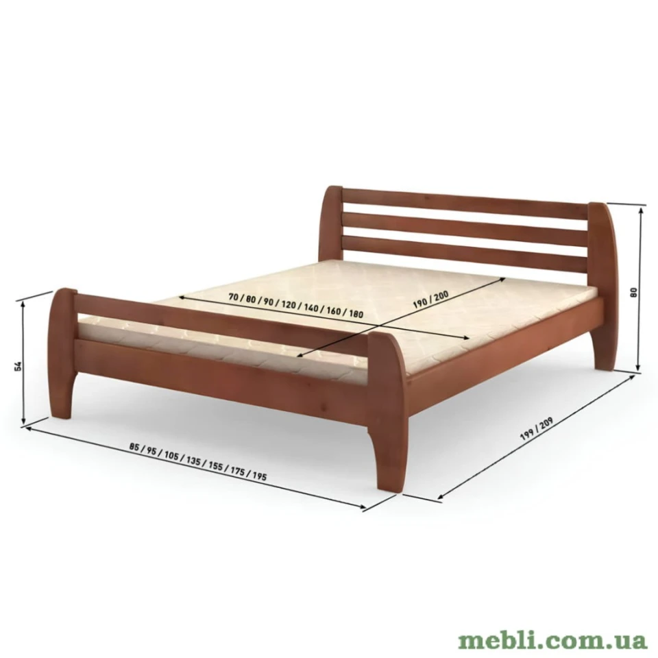 Двоспальне дерев'яне ліжко Mebigrand Мілан Рожевий (S2060R30B) 160х190