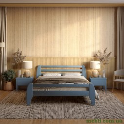 Двоспальне дерев'яне ліжко Mebigrand Мілан Сіро-синій (S7010R90B) 160х200