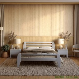 Двоспальне дерев'яне ліжко Mebigrand Мілан Світло-сірий (RAL-7040) 180х190