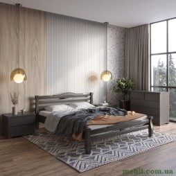 Двоспальне дерев'яне ліжко Mebigrand Монако Графітовий (RAL9011) 140х190