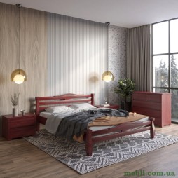 Двоспальне дерев'яне ліжко Mebigrand Монако Махонь 140х190