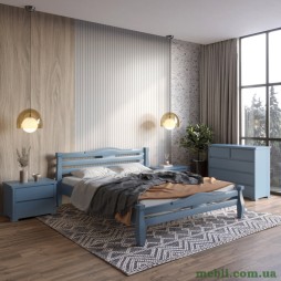 Двоспальне дерев'яне ліжко Mebigrand Монако Сіро-синій (S7010R90B) 160х200