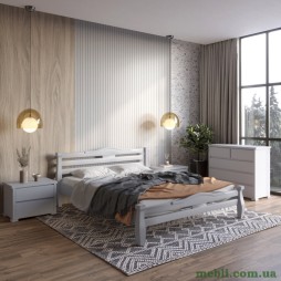 Двоспальне дерев'яне ліжко Mebigrand Монако Світло-сірий (RAL7040) 180х190