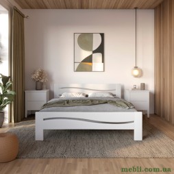 Двоспальне дерев'яне ліжко Mebigrand Неаполь Білий (RAL9003) 160х190
