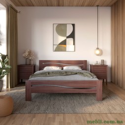 Двоспальне дерев'яне ліжко Mebigrand Неаполь Горіх темний 160х190